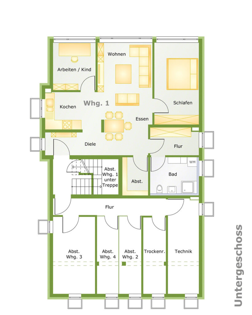 Grundriss 3-Zimmerwohnung Gartengeschoss in Ostfildern